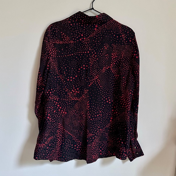 Escada Silk Black Red Patterned Button Down Shirt - Picture 5 of 7